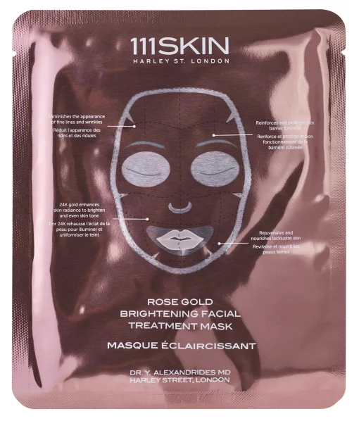 111 SKIN Rose Gold Brightening Facial Treatment Mask Box, 5 шт - Освітлювальна маска для обличчя з рожевим золотом