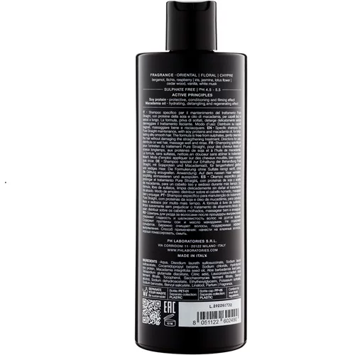 pH PURE STRAIGHT Бессульфатный шампунь для гладкости выпрямленных волос 400мл