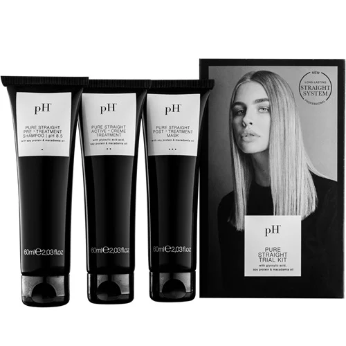 pH PURE STRAIGHT НАБОР Подготовительный шампунь 60мл + Крем-актив 60мл +Закрепительная маска 60мл