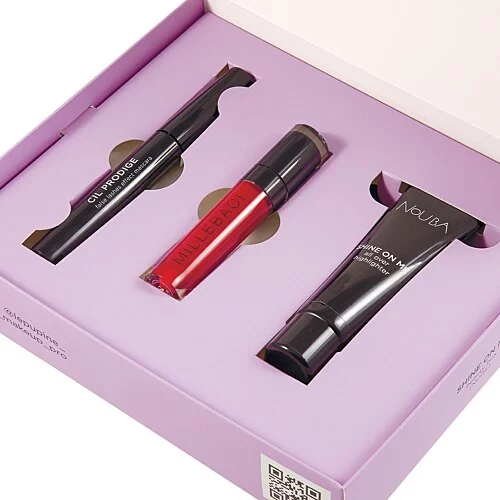 Подарочный набор Nouba SHINE ON ME RED (тушь для ресниц, губная помада, хайлайтер)